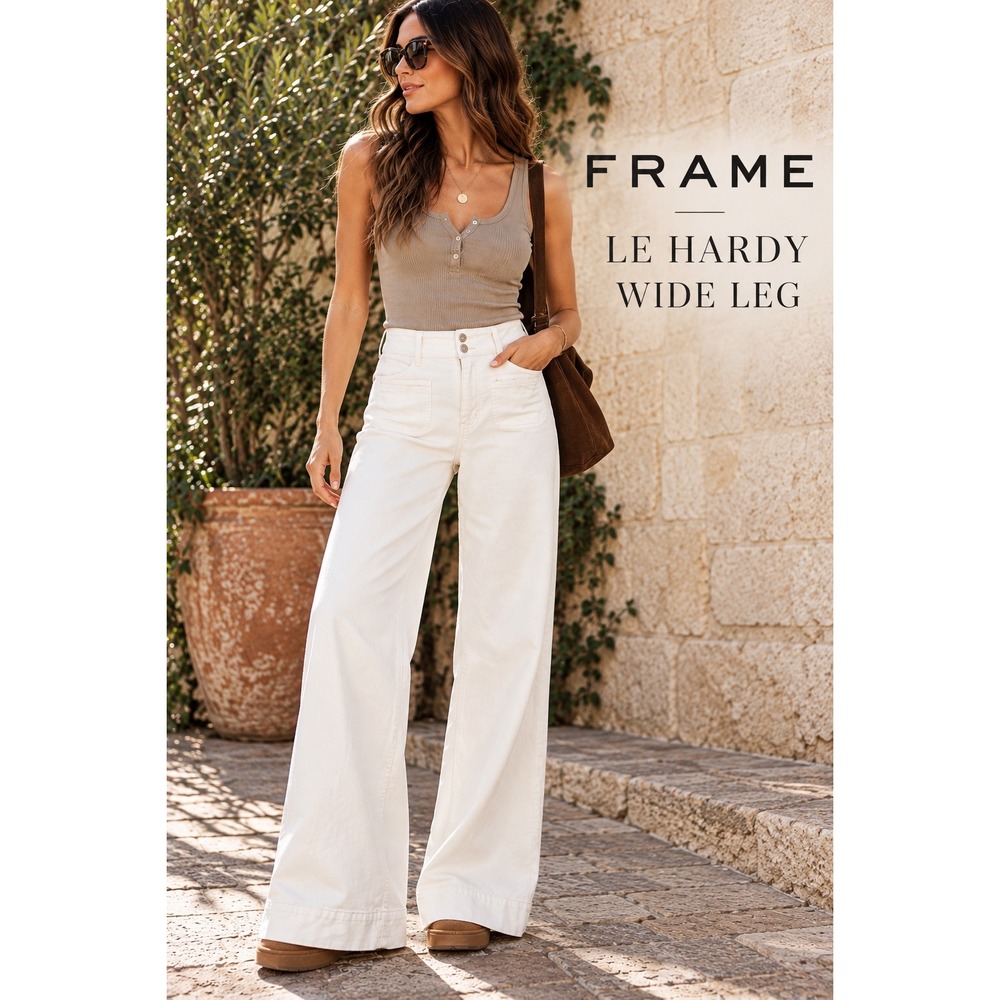 FRAME Le Hardy Wide Leg Jeans | White Ivory | 28
